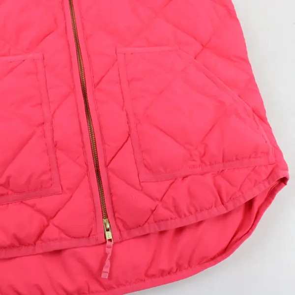 J Crew Womens Vest Small Pink Quilted Down Puffer Zip Sleeveless Jacket