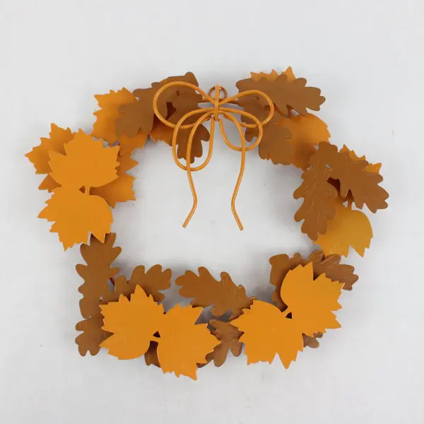 Midwest Importers 11.5in Metal Autumn Leaf Wreath Harvest Decor