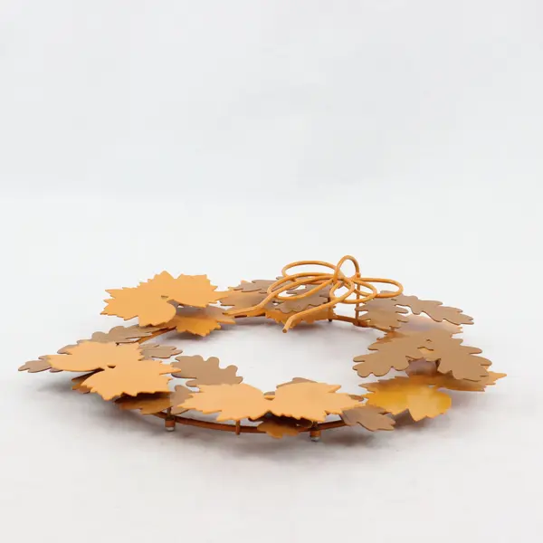 Midwest Importers 11.5in Metal Autumn Leaf Wreath Harvest Decor