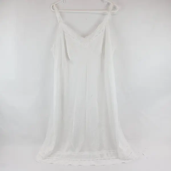 Vintage White Nylon Slip Nightgown Dress Size 50 ILGWU