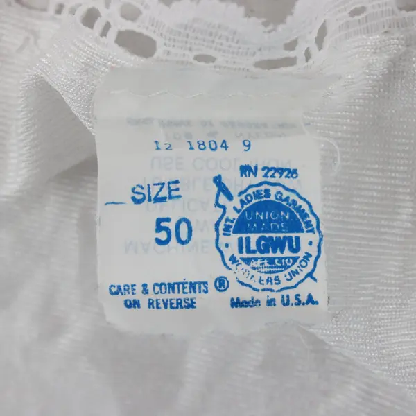 Vintage White Nylon Slip Nightgown Dress Size 50 ILGWU