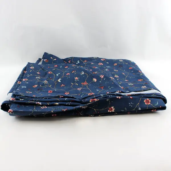Handmade Blue and Pink Floral Pattern Thick Tablecloth 70"x90"