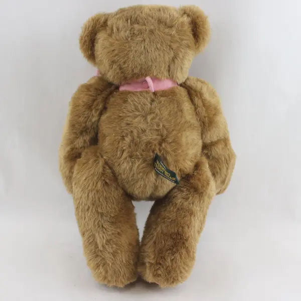 Vermont Teddy Bear Brown Jointed Pink Bow 16"
