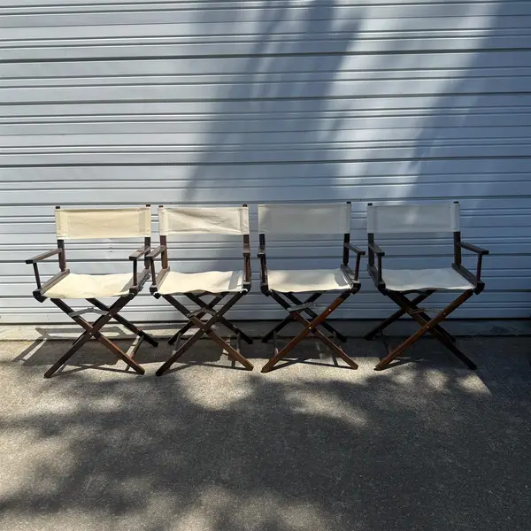 Lot of 4 Pier 1 Imports Folding Director Chairs Cream Wood Frame - Local Pickup