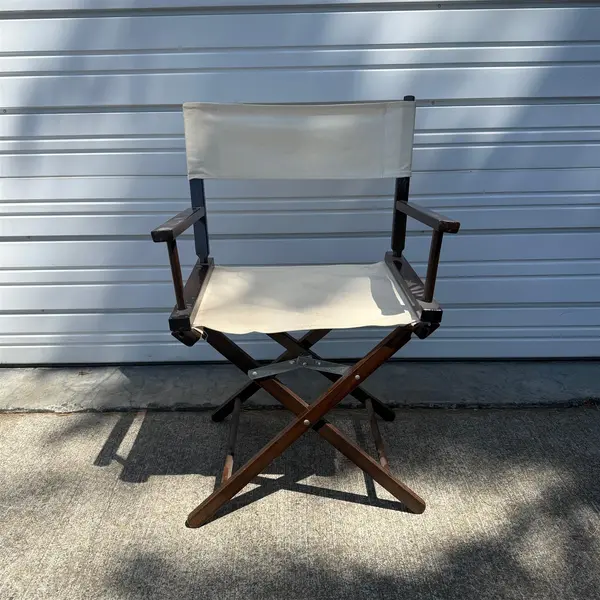Lot of 4 Pier 1 Imports Folding Director Chairs Cream Wood Frame - Local Pickup