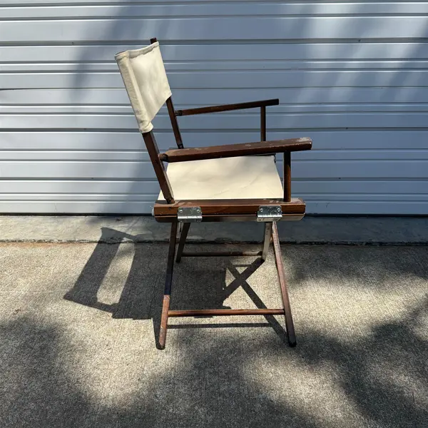 Lot of 4 Pier 1 Imports Folding Director Chairs Cream Wood Frame - Local Pickup