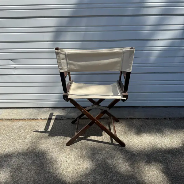Lot of 4 Pier 1 Imports Folding Director Chairs Cream Wood Frame - Local Pickup