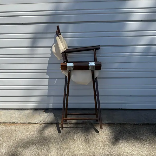 Lot of 4 Pier 1 Imports Folding Director Chairs Cream Wood Frame - Local Pickup