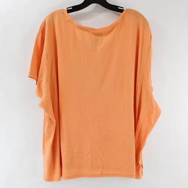 Muk Luks Women's 3X Orange Ribbed Short Sleeve Poly Blend T-Shirt