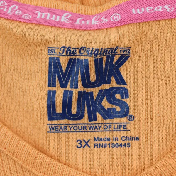 Muk Luks Women's 3X Orange Ribbed Short Sleeve Poly Blend T-Shirt