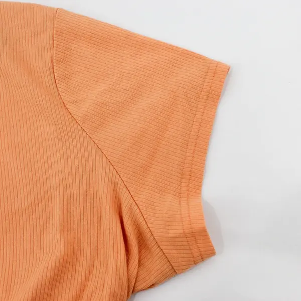 Muk Luks Women's 3X Orange Ribbed Short Sleeve Poly Blend T-Shirt