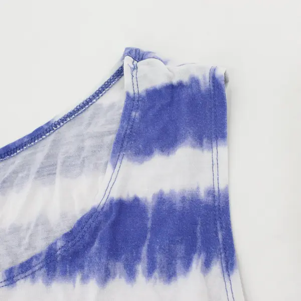 LOGO Layers Tank Womens 3X Blue White Tie Dye Sleeveless Top Summer Casual 