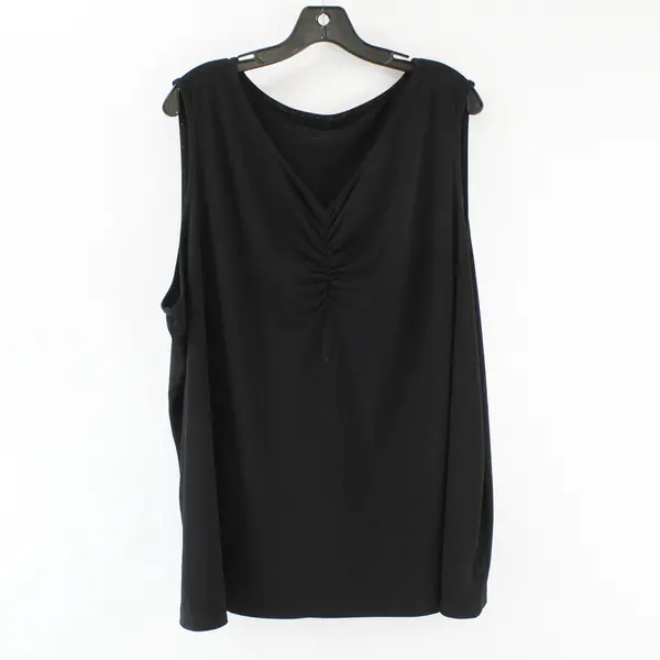 Susan Graver 3X Womens Black Sleeveless V-Neck Shirt 