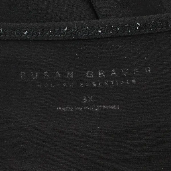 Susan Graver 3X Womens Black Sleeveless V-Neck Shirt 
