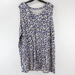 Blue/Beige Cheetah Print V-Neck Sleeveless Top Women's 3X Unbranded