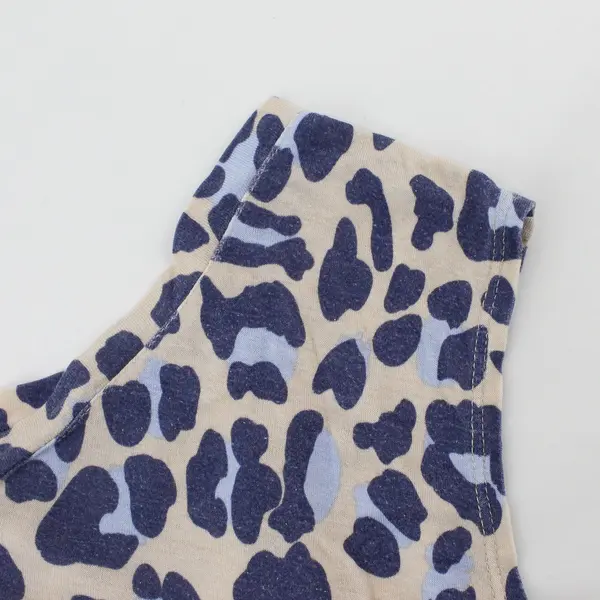 Blue/Beige Cheetah Print V-Neck Sleeveless Top Women's 3X Unbranded