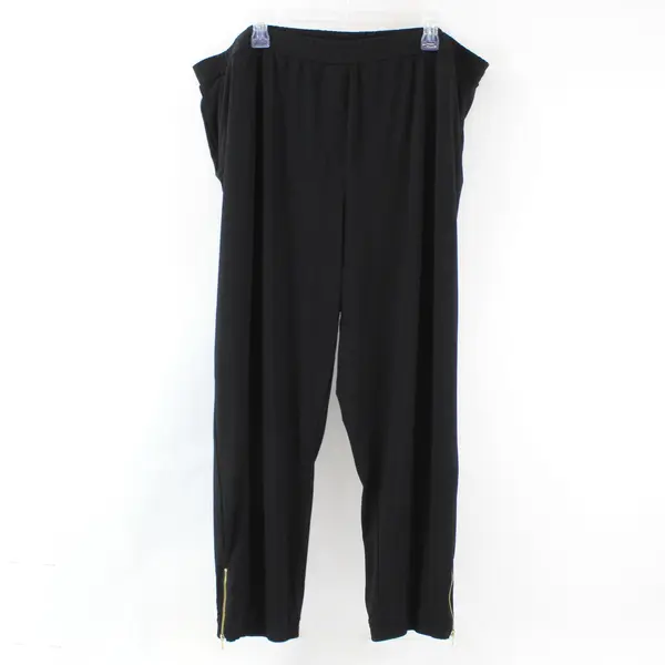 Susan Graver Casual Pants Black 2X Gold Zipper Ankle