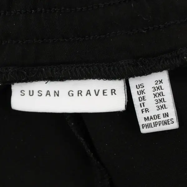 Susan Graver Casual Pants Black 2X Gold Zipper Ankle