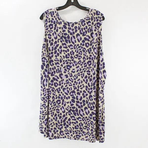 Unbranded Women Purple Beige Cheetah Print Sleeveless V-Neck Top