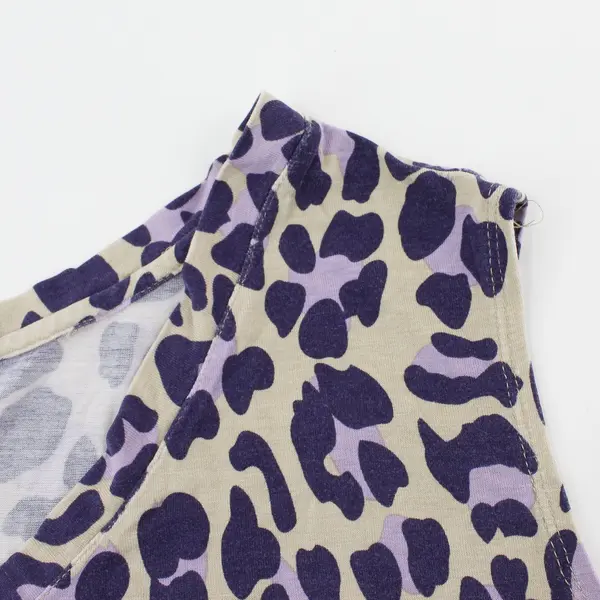 Unbranded Women Purple Beige Cheetah Print Sleeveless V-Neck Top
