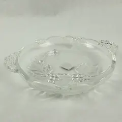 Mikasa Christmas Holly Glass Candy Nut Dish Scalloped Edge 6.5''
