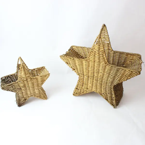 Two Nesting Star Shaped Wicker Baskets  - Unbranded