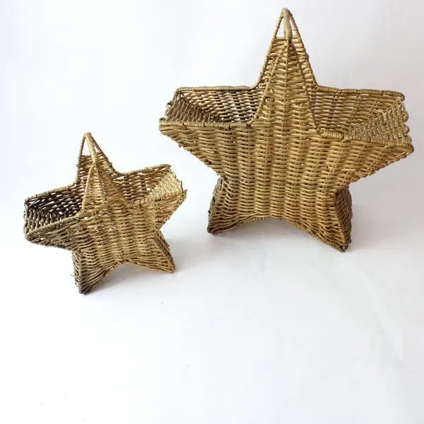 Two Nesting Star Shaped Wicker Baskets  - Unbranded