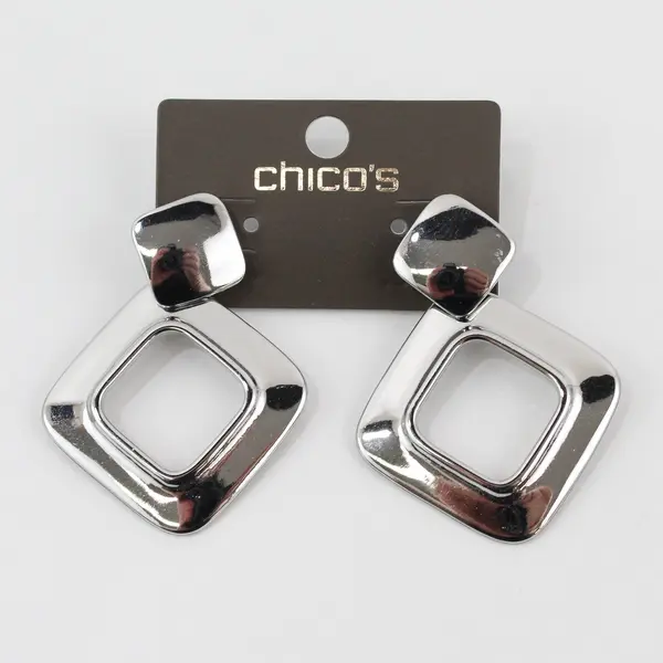 Chico's Retro Silver-Tone Piper Drop Earrings