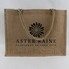Aster Raine Natural Burlap Jute Tote Bag Beige Reusable Shopping Bag
