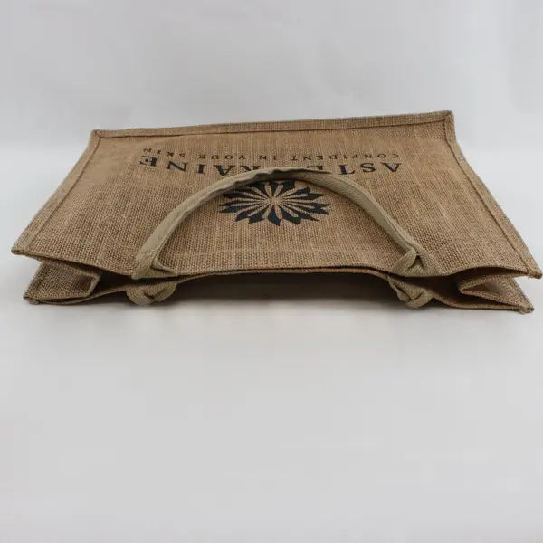 Aster Raine Natural Burlap Jute Tote Bag Beige Reusable Shopping Bag