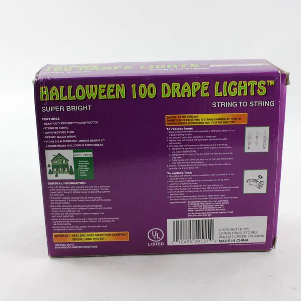 NEW Vtg Atico 100ct Halloween Drape Lights | Indoor/Outdoor | Orange Bulbs 10ft