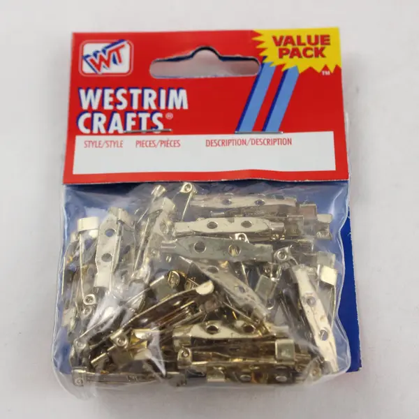 NWT Vintage Westrim Crafts 1" Pin Back Plaque Affixer Pins - Gold 60pcs