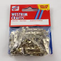 NWT Vintage Westrim Crafts 1" Pin Back Plaque Affixer Pins - Gold 60pcs