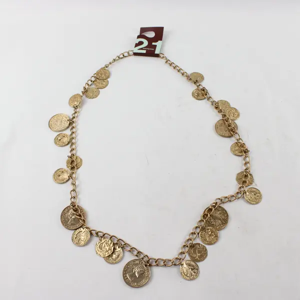 21 Twentyone Gold-Tone Coin Necklace Costume Jewelry 16in
