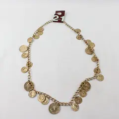 21 Twentyone Gold-Tone Coin Necklace Costume Jewelry 16in