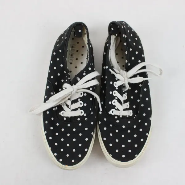 Old Navy Black/White Polka Dot Canvas Low Top Sneaker Lace Up Women's Sz 5