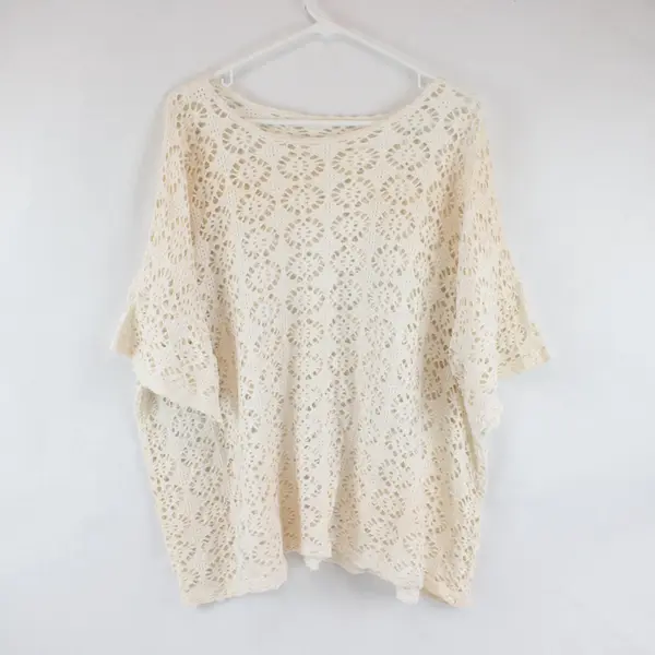 Unbranded Bohemian Style Cover Up Top Cream Knit One Size 
