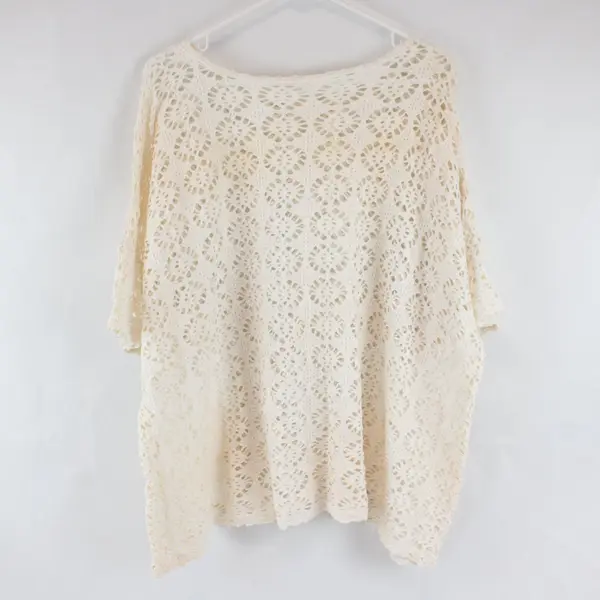 Unbranded Bohemian Style Cover Up Top Cream Knit One Size 