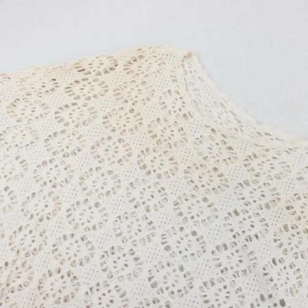 Unbranded Bohemian Style Cover Up Top Cream Knit One Size 