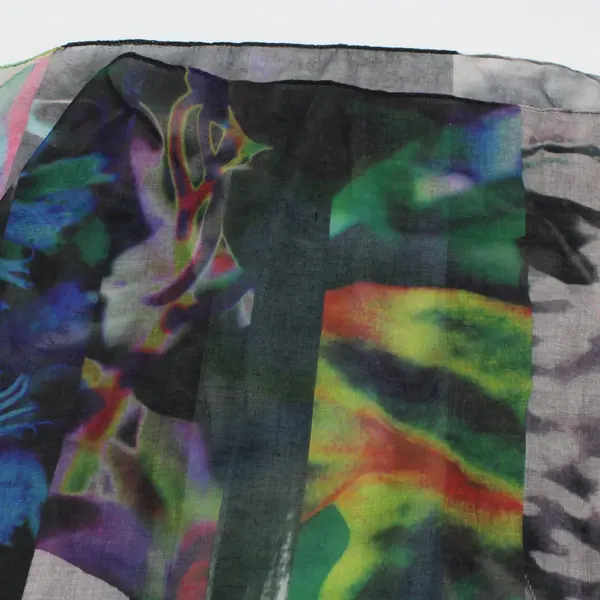 Watercolor Black/Rainbow Sheer Scarf for Women Lightweight Artistic Wrap Shawl 