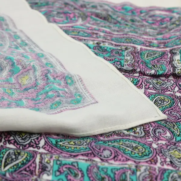 Styled By Dimensions Vintage Purple Teal Paisley Scarf  37.5''x 36.5''
