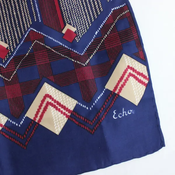 Echo Womens Rectangle Scarf Navy Red Beige White Geometric Plaid