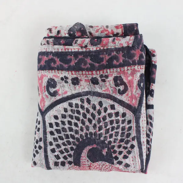 Peacock Silks Purple Red White Peacock Paisley Square Sheer Scarf 35x38.5