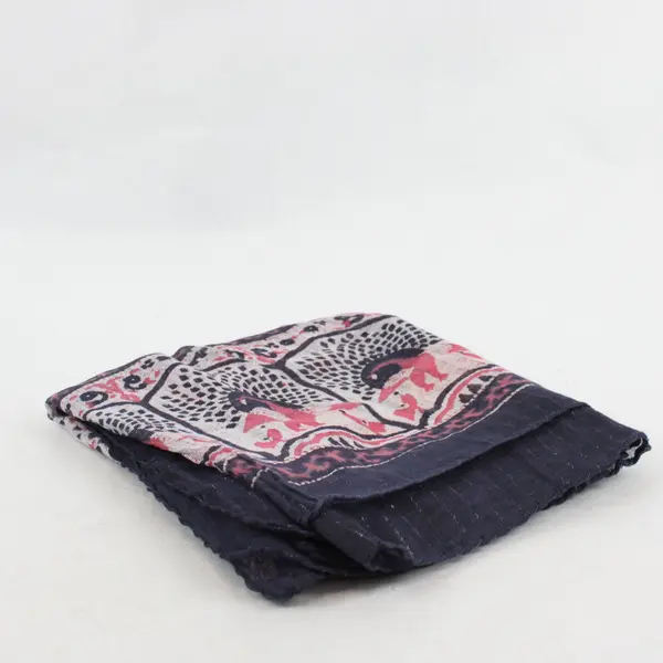 Peacock Silks Purple Red White Peacock Paisley Square Sheer Scarf 35x38.5