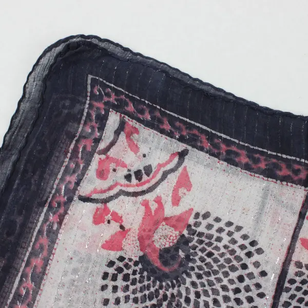 Peacock Silks Purple Red White Peacock Paisley Square Sheer Scarf 35x38.5