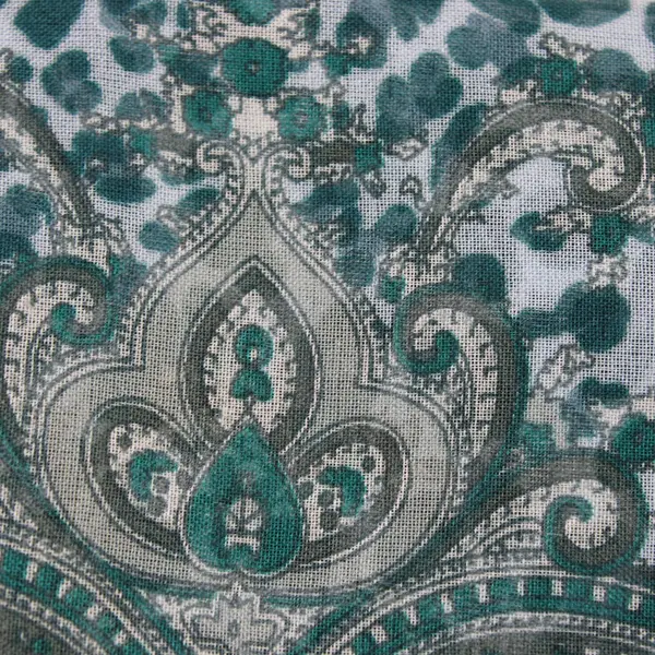 Sheer Turquoise Paisley Leopard Print Rectangular Scarf 62.5x15