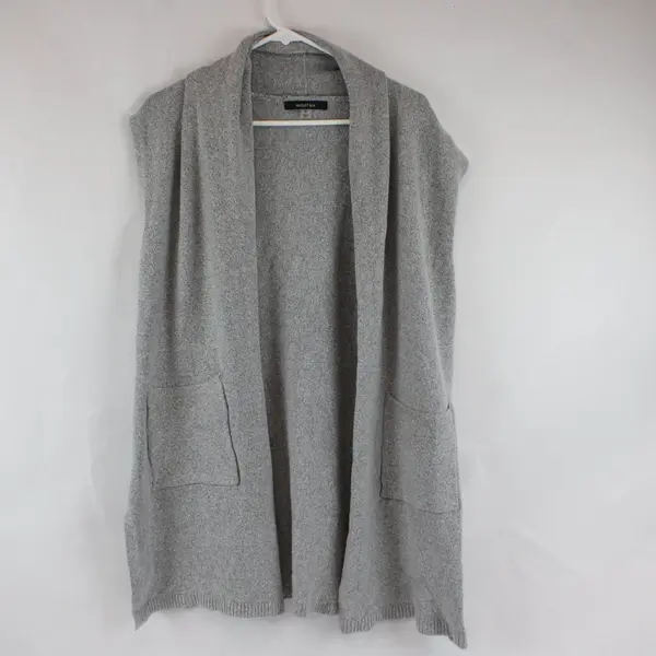 August Silk Gray Sleeveless Open Cardigan Duster Sweater M