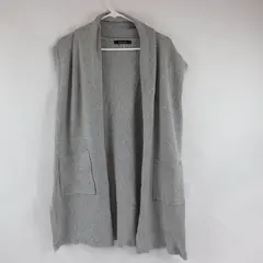 August Silk Gray Sleeveless Open Cardigan Duster Sweater M