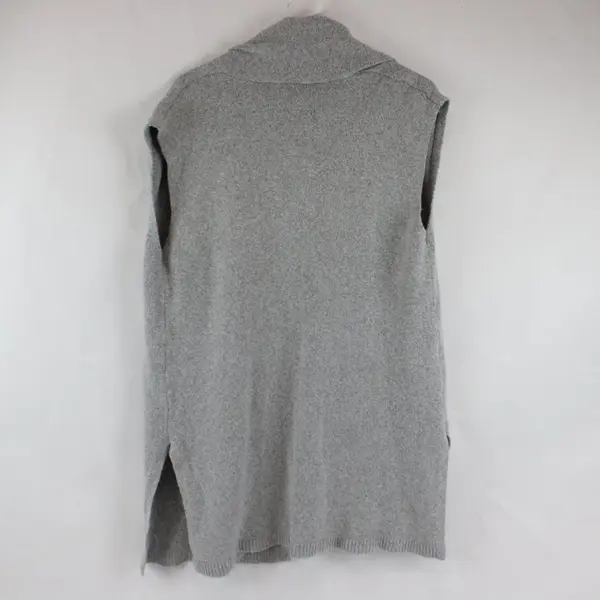 August Silk Gray Sleeveless Open Cardigan Duster Sweater M