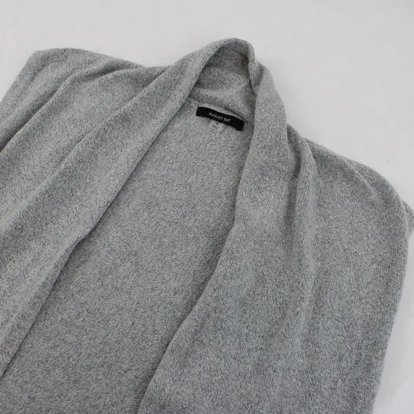 August Silk Gray Sleeveless Open Cardigan Duster Sweater M